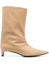 Jil Sander 5mm Pointed-toe Kitten-heel Boots In Brown
