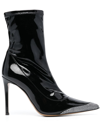 Alexandre Vauthier 105mm Crystal-embellished Patent-leather Boots In Black
