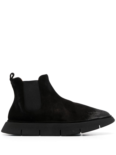 Marsèll Suede Round-toe Slip-on Boots In Black