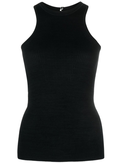 Isabel Marant Sleeveless Ribbed Knitted Top In Black