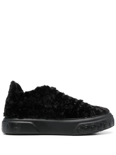 Casadei Low-top Fleece Sneakers In Black