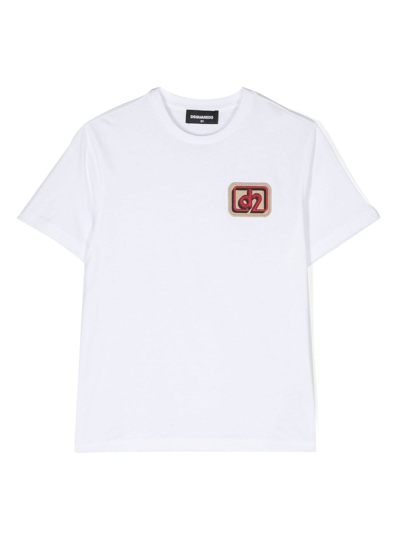 Dsquared2 Kids' Logo-patch Short-sleeve T-shirt In White