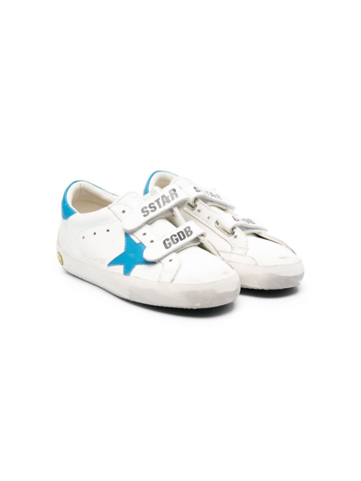 Golden Goose Kids' Old School Leather Sneakers In White Light Blue Ice