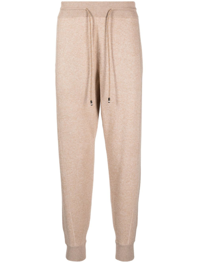 Hugo Boss Drawstring Knitted Track Pants In Brown