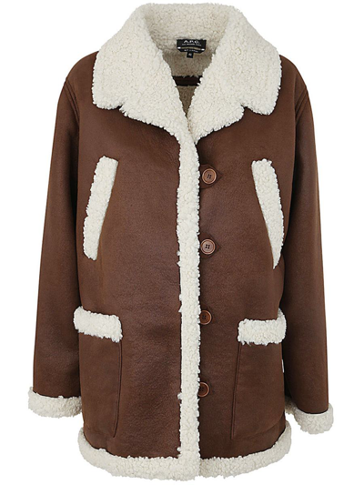 Apc Faux Shearling-trimmed Jacket In Brown