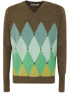 Ballantyne V Neck Pullover With Diamonds In Green