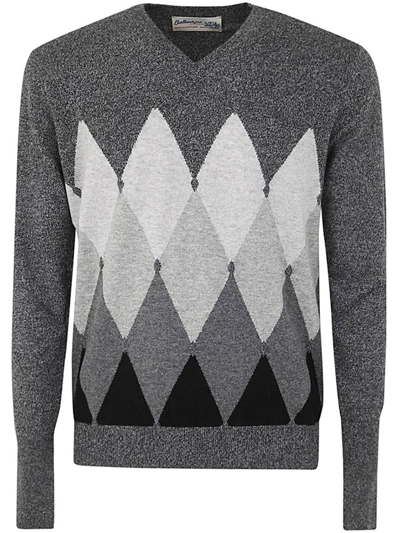 Ballantyne V Neck Pullover With Diamonds Clothing In Grey