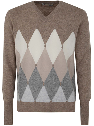 Ballantyne V Neck Pullover With Diamonds Clothing In Brown