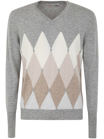 Ballantyne V Neck Pullover With Diamonds Clothing In Gris