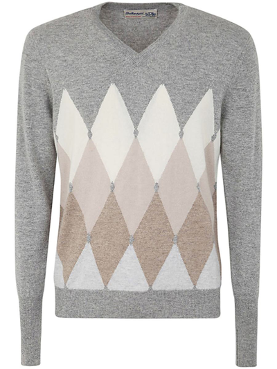 Ballantyne V Neck Pullover With Diamonds Clothing In Grey