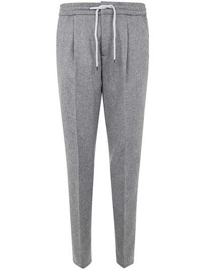 Brunello Cucinelli Drawstring Straight-leg Trousers In Grey