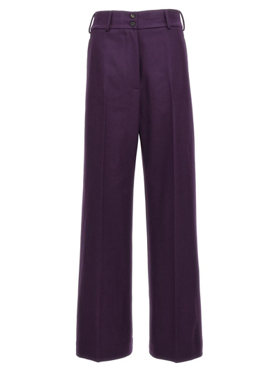 Etro 高腰羊毛阔腿裤 In Purple
