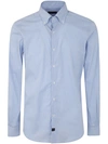 Fay Logo-patch Checked Shirt In Blue