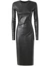 Mm6 Maison Margiela Combo Long Sleeve Midi Dress In Black