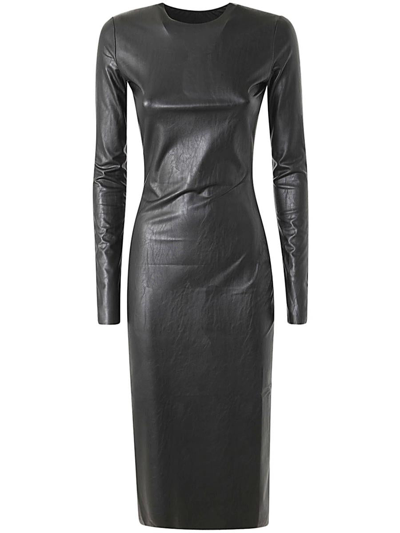 Mm6 Maison Margiela Combo Long Sleeve Midi Dress In Black
