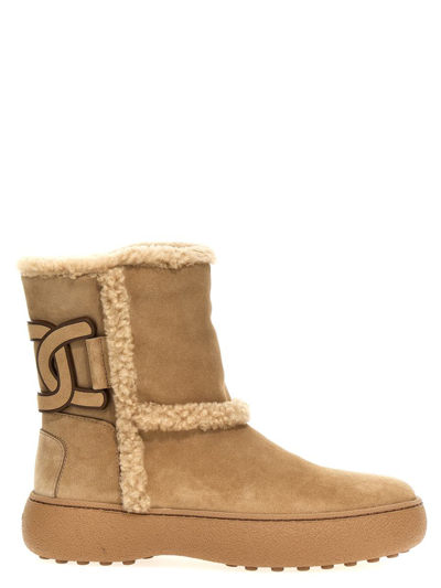 Tod's Winter Gommini Boots In Beige