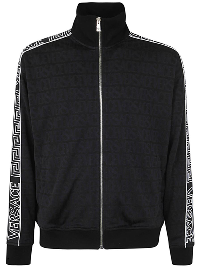 VERSACE VERSACE SWEATSHIRT ECOFRIENDLY TECHNO JACQUARD FABRIC WITH LOGO STAINLESS BANDS CLOTHING