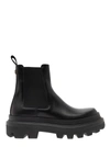 DOLCE & GABBANA BLACK CHELSEA ANKLE BOOTS WITH CHUNKY PLATFORM WITH LOGO PLAQUE IN LEATHER BLEND MAN