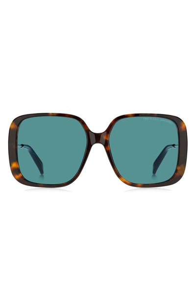 Marc Jacobs 57mm Square Sunglasses In Havana Vio/ Blue