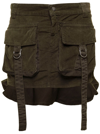 Blumarine Olive Green Medium Waist Miniskirt In Green
