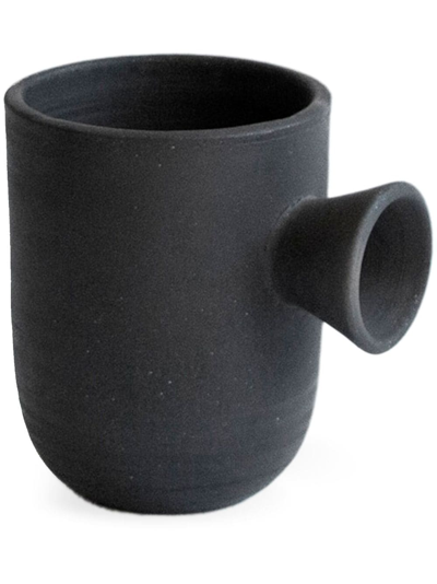 Origin Made Charred Cup Clay Vase (13cm) In Black