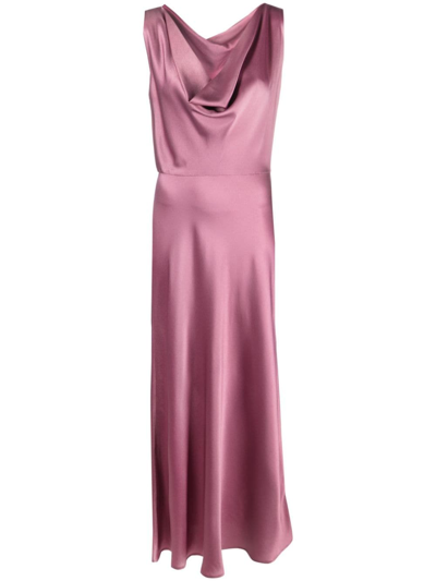 Antonelli Draped Silk-satin Gown Dress In Pink
