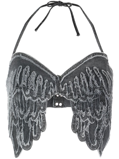 Blumarine Wing-motif Halterneck Top In Black