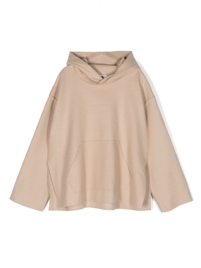 Mm6 Maison Margiela Logo-embroidered Drop-shoulder Hoodie In Neutrals