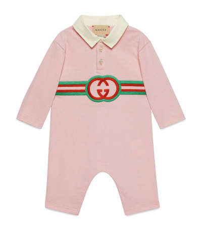 Gucci Kids Cotton Interlocking G Playsuit (0-18 Months) In Pink