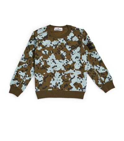 Stone Island Junior Kids' Abstract-print Cotton Sweatshirt In Green