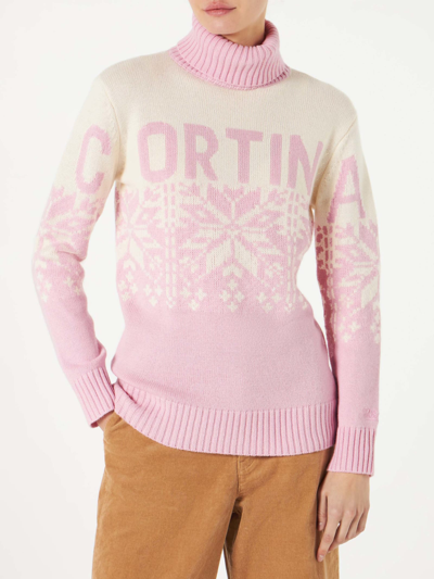 Mc2 Saint Barth Woman Turtleneck Jumper With Cortina Print