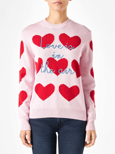 Mc2 Saint Barth Woman Sweater With Heart Print In Pink