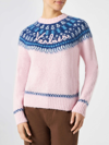 Mc2 Saint Barth Woman Pink Crewneck Nordic Jacquard Sweater In Pink