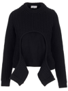 Off-white Black Cut-out Wool Sweater For Women In Black