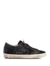 Golden Goose Super-star Black Low Trainer With Rhinestones In Black