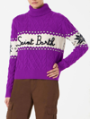 MC2 SAINT BARTH WOMAN HALF-TURTLENECK SWEATER WITH SAINT BARTH LETTERING