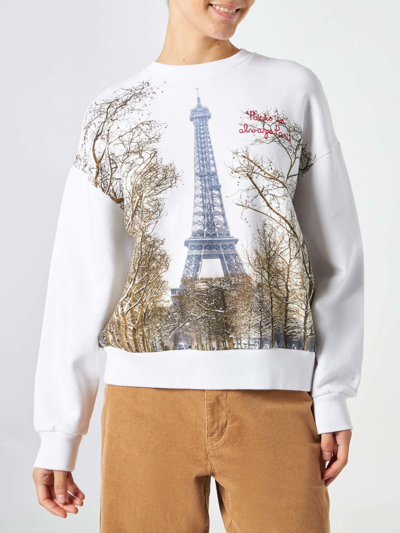Mc2 Saint Barth Woman Fleece Sweatshirt With Paris Postcard