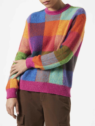 Mc2 Saint Barth Woman Brushed Sweater With Check Pattern In Multicolor