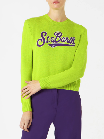 Mc2 Saint Barth Woman Acid Green Cropped Sweater