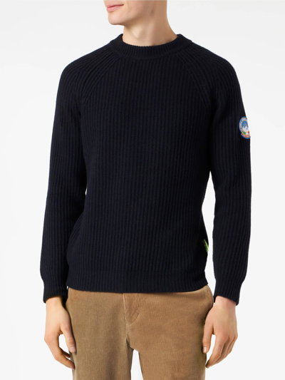 Mc2 Saint Barth Ribbed Blue Sweater