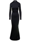 BALENCIAGA MAXI BLACK DRESS WITH REAR CUT-OUT AND LOGO DETAIL IN SPANDEX WOMAN