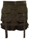 Blumarine Olive Green Medium Waist Miniskirt In Green