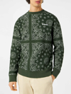 Mc2 Saint Barth Man Crewneck Sweatshirt With Green Bandanna Print In Green