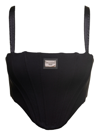 Dolce & Gabbana Black Logo-plaque Cropped Bustier Top In Black