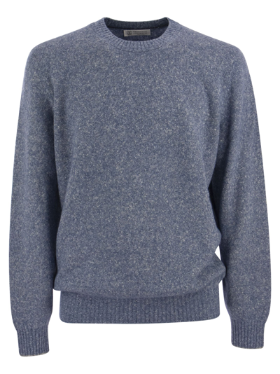 Brunello Cucinelli Crew-neck Sweater In Alpaca Cotton And Wool In Light Blue