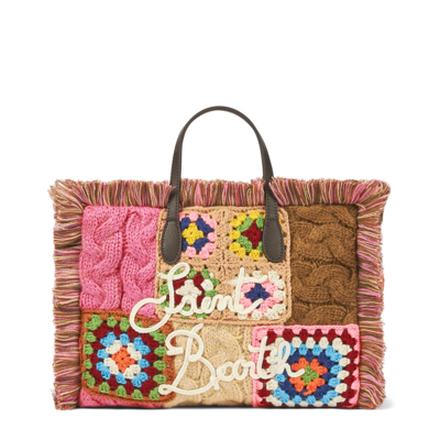 Mc2 Saint Barth Colette Crochet Tiles Handbag In Multicolor