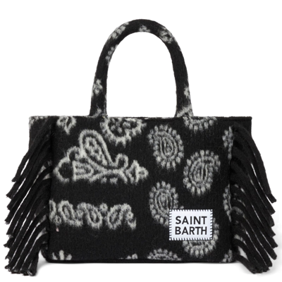 Mc2 Saint Barth Colette Blanket Handbag With Bandanna Print In Black