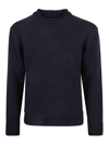 Maison Margiela Navy Blue Wool-linen Blend Jumper In Navy