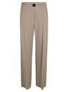 Brunello Cucinelli Fluid Wool Straight-leg Pants With Elastic Belt In Dark Beige