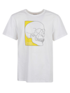 Alexander Mcqueen Men's Skull Print T Shirt In White/yellow